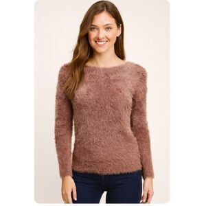 Kate Spade New York Sweater Brown Faux Fur Pullover with Bow Very Soft Sz M